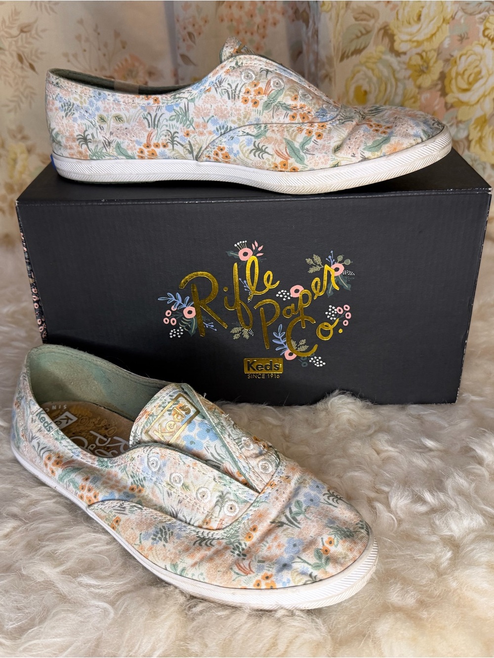 Rifle Paper Co. Pastel Floral Slip-On Sneakers - Multi